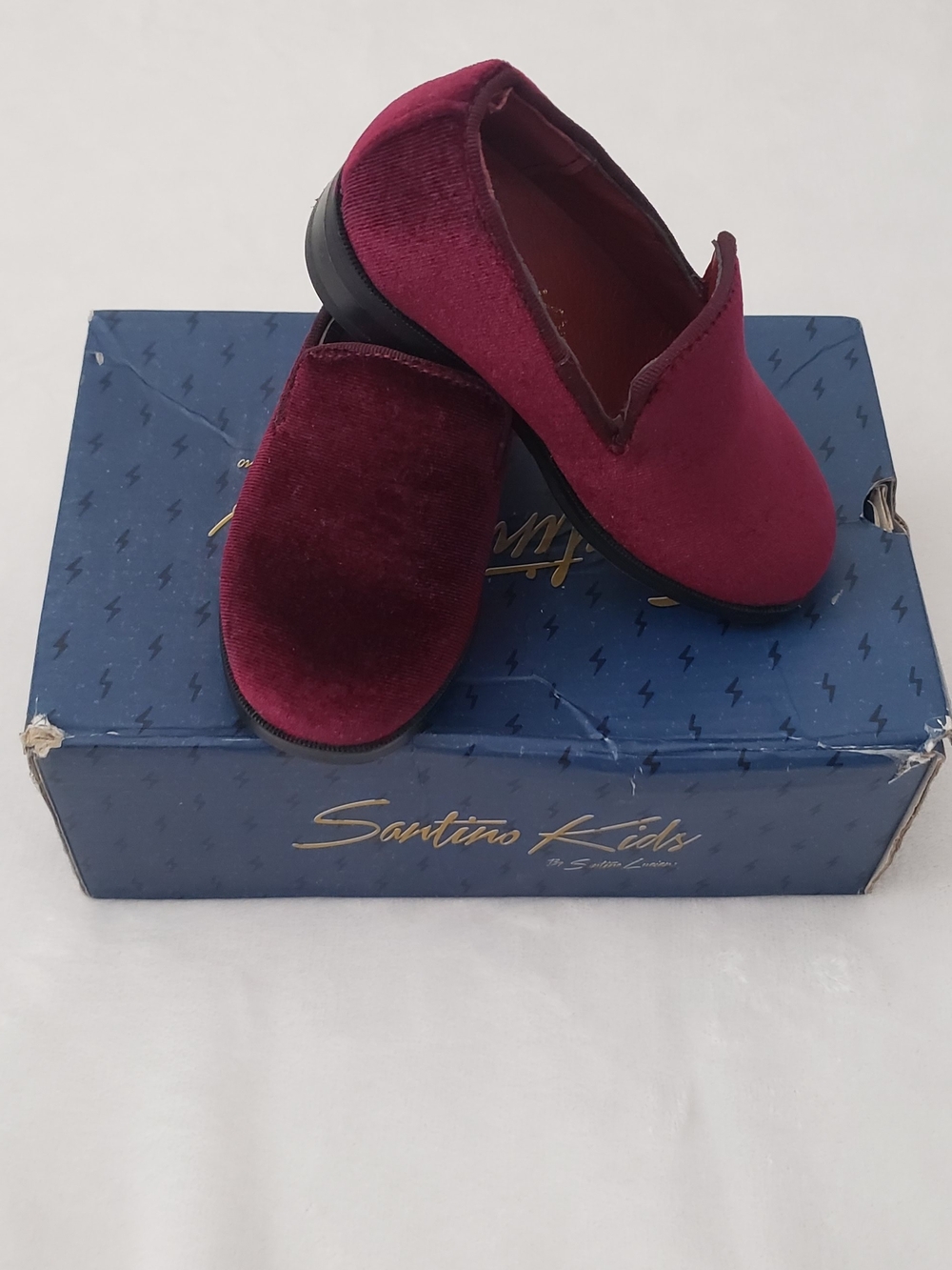 Burgundy Velvet Slip-On Boy Shoes